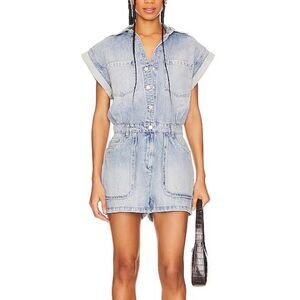 BLANK NYC Acid Washed Denim Romper in Big Shot Size XS Time Zone Revolve